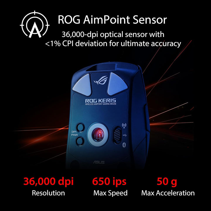 ASUS ROG Keris mouse inalámbrica Aimpoint para gaming - Ergonómica...