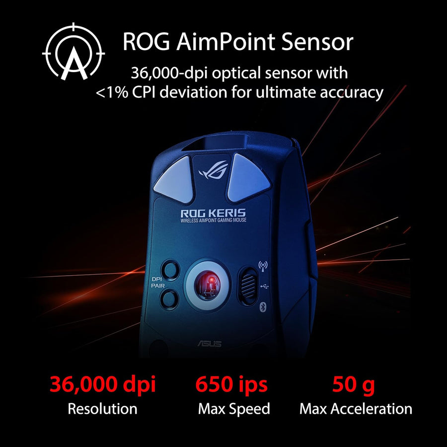 ASUS ROG Keris mouse inalámbrica Aimpoint para gaming - Ergonómica...