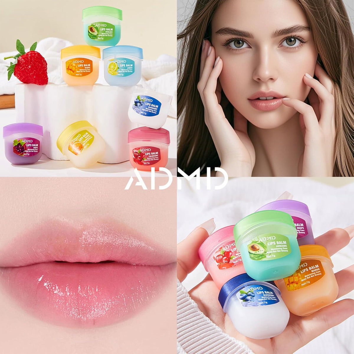 Juego de 8 bálsamos labiales con sabor a fruta, mini mascarilla lab...