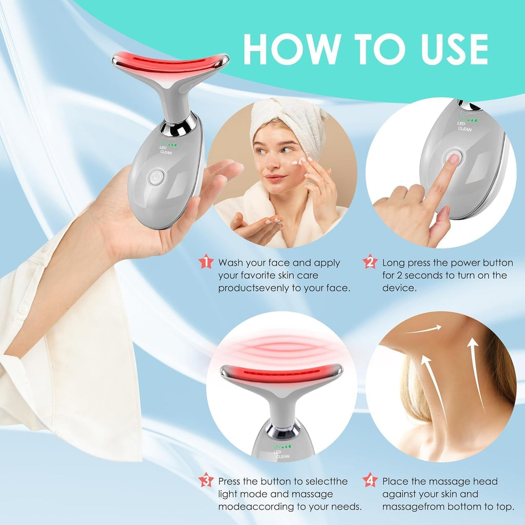 Masajeador facial cara y cuello, varita de esculpir cara con 7 colores rojo (gris)