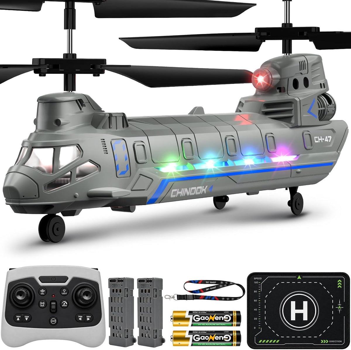 Geyiie Helicóptero RC con rotor en tándem con controles de una sola tecla