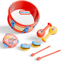 Lollipop Little Tikes - Juego de instrumentos musicales para bebés, batería de 6 piezas, maracas, diversión musical para niños pequeños, juguetes educativos preescolares, juguetes musicales para niños pequeños