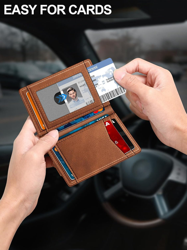 ZALVEX Billetera para Hombre, Billeteras de Cuero para 12-15 Tarjet...