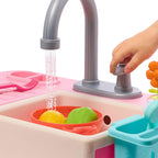 B. toys Splash-n-Scrub Sink, Pink Kitchen Sink Playset, 18-Piece