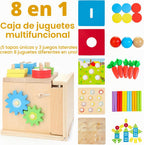 Kizfarm Kit educativo de madera 8 en 1, juguetes Montessori para niños de 1