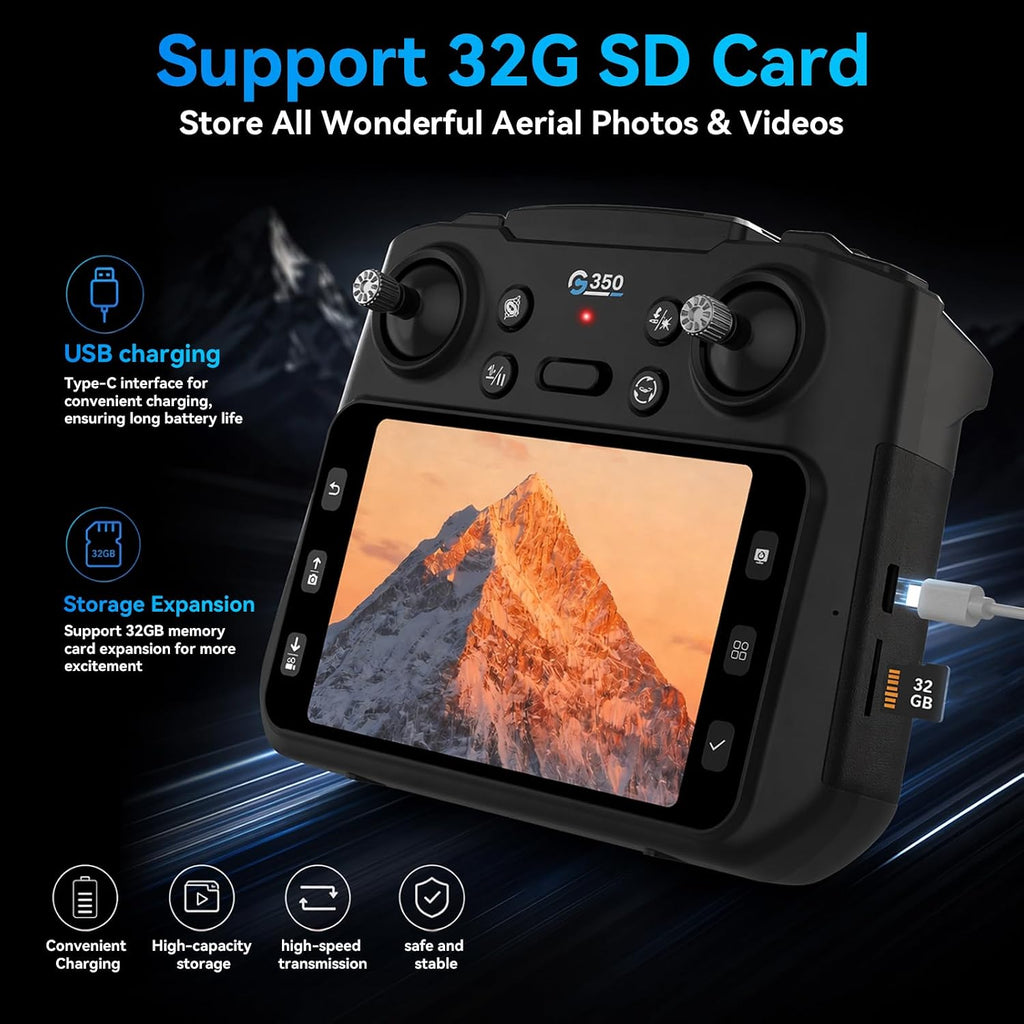 Drone con cámara 1080P 4.5 "LCD pantalla remota, FPV RC Drones para adultos
