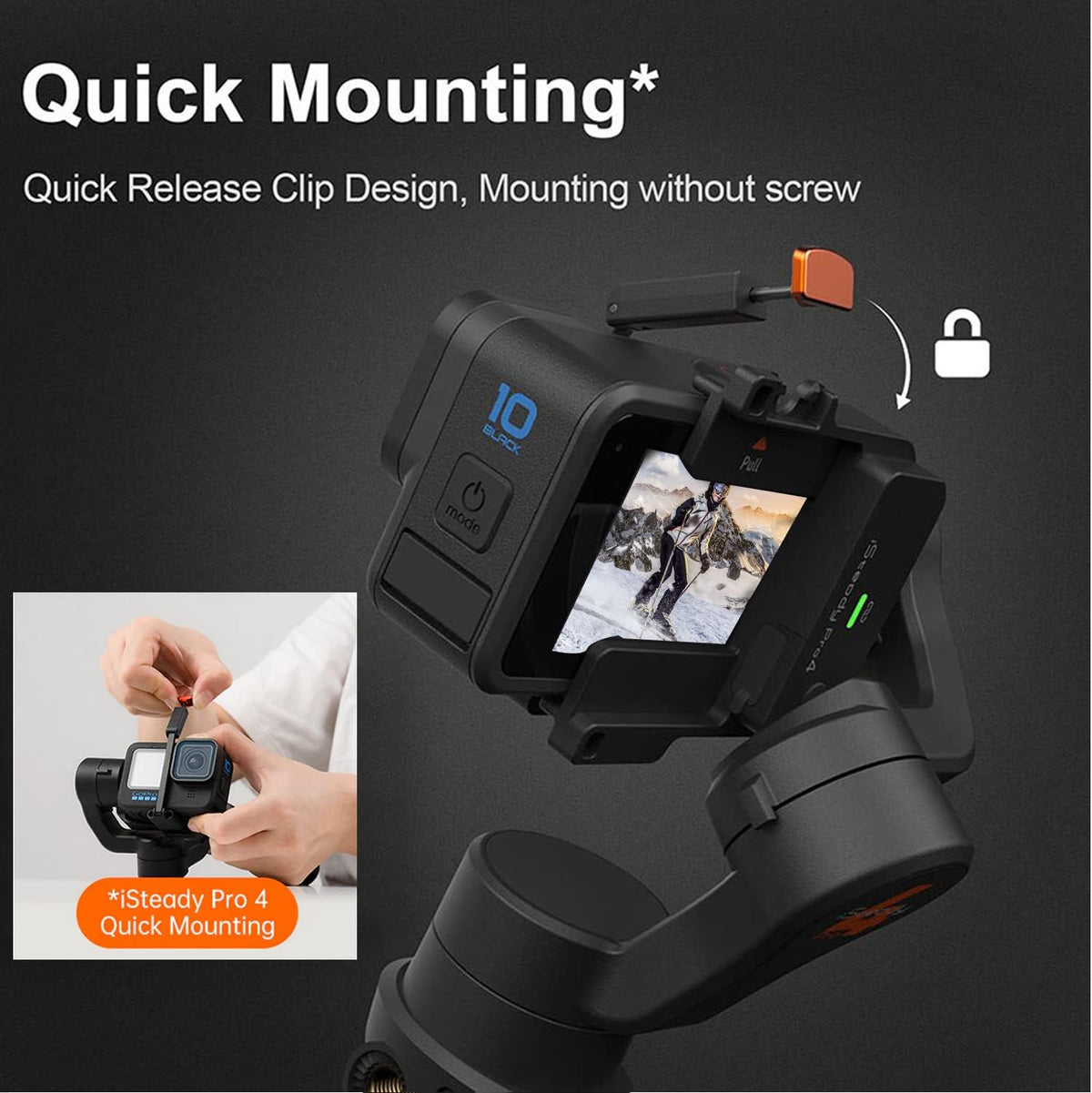 Hohem iSteady Pro 4 Estabilizador de cardán de acción de 3 ejes para GoPro 13/12/11/10/9/8/7/6/5, para DJI Osmo Action y otras cámaras de acción, Bluetooth y control de cable, a prueba de salpicaduras