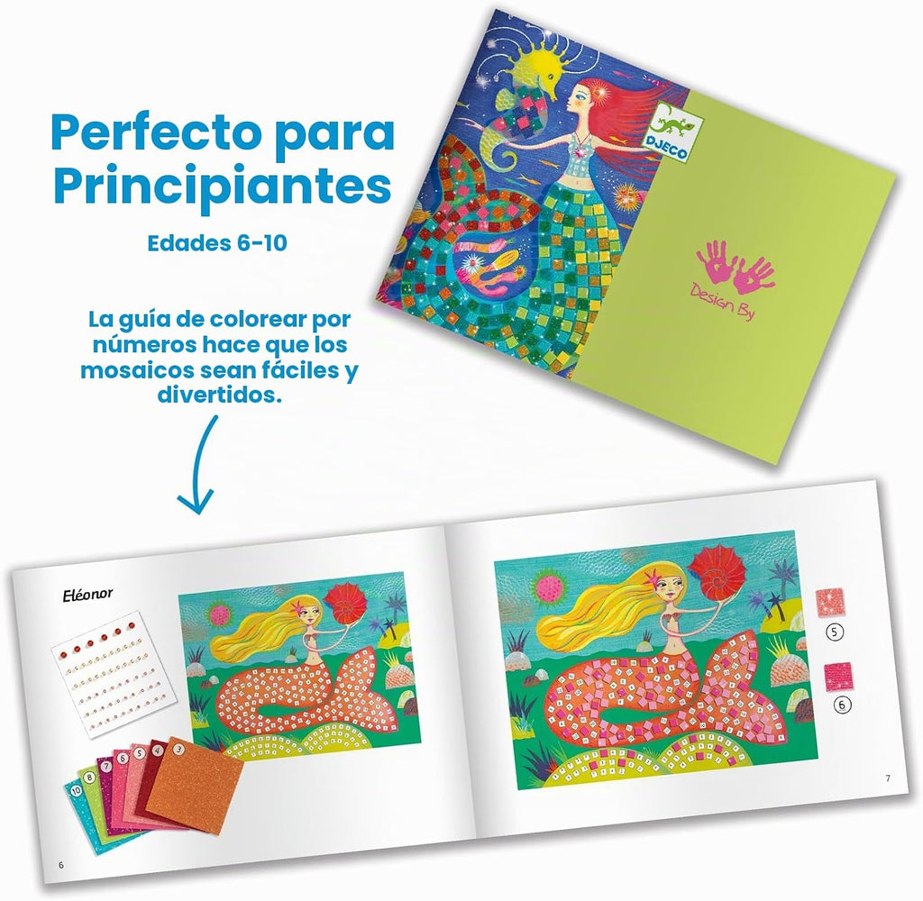 DJECO, Kit de arte y manualidades de mosaico para niños, canción de sirena