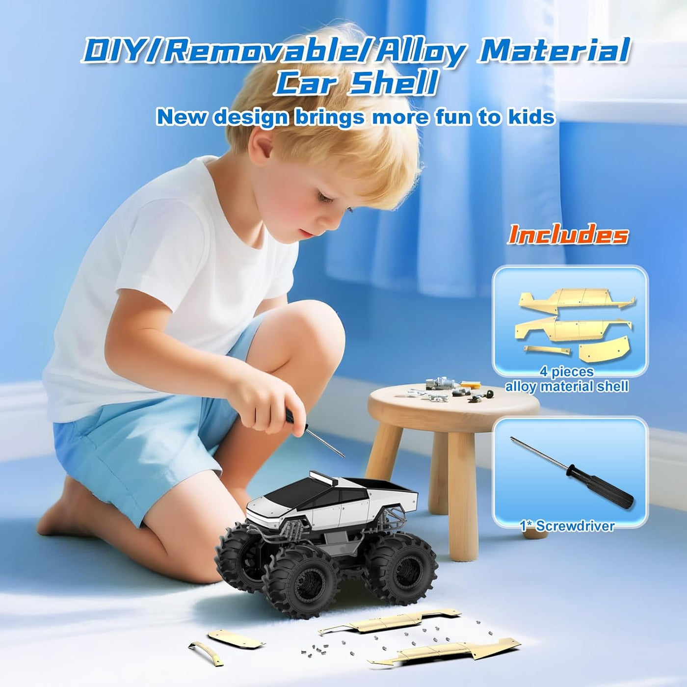 Auto de control remoto anfibio, camión monstruo 1:18, juguetes para...