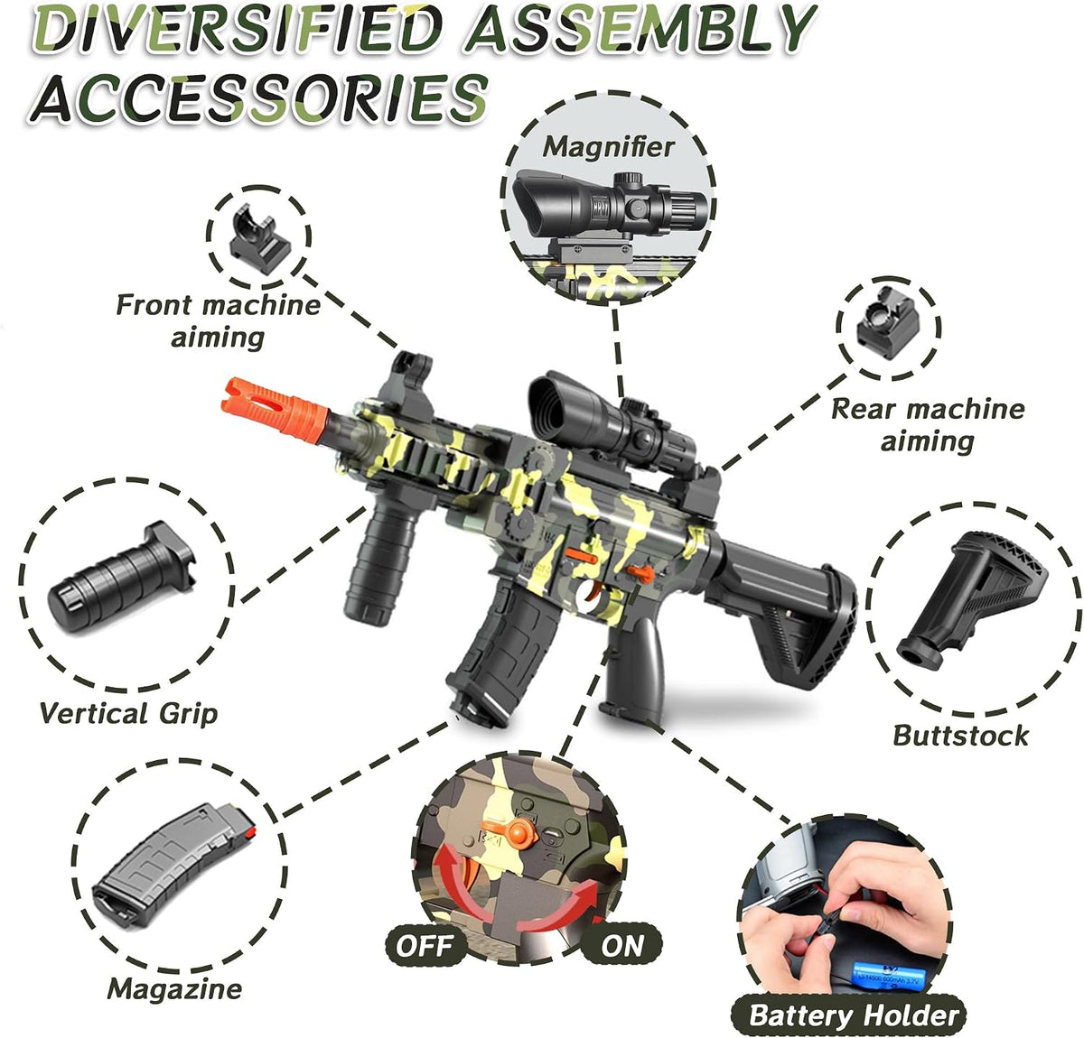 Pistola de espuma de juguete realista para niños, rifle de francotirador eléctrico con alcance