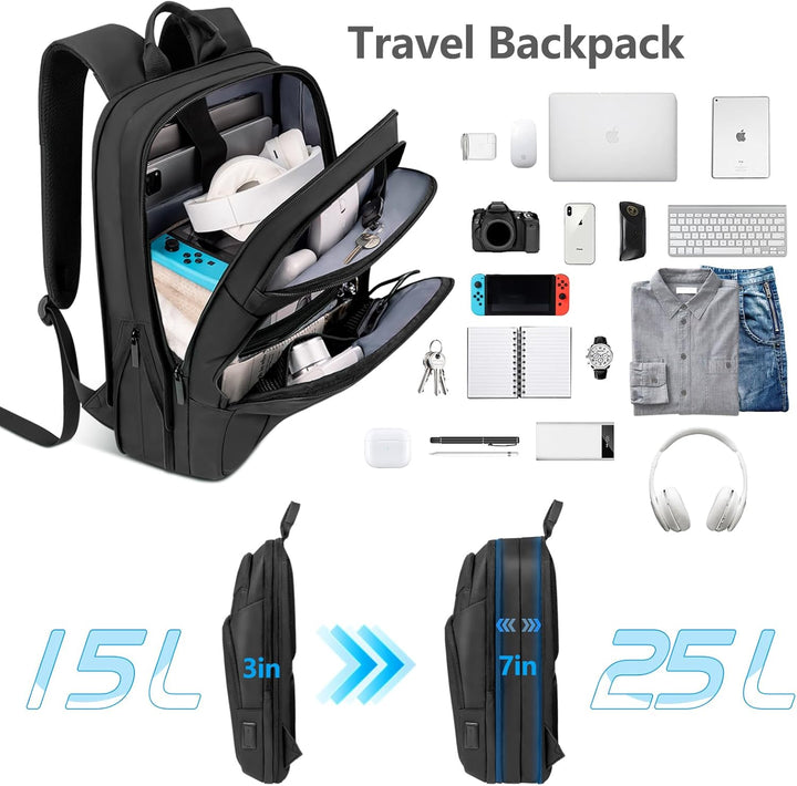 Lixiin Mochila para laptop para hombre, mochila de viaje expandible...