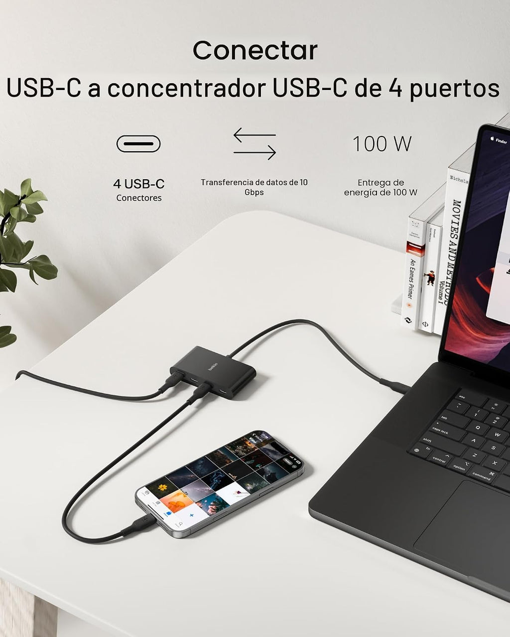 Belkin, AVC018BTBK, hub USB 3.2 de 4 puertos