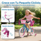 Bicicleta WinHope Fairy Girls con Asiento para Muñeca, Bicicleta Infantil de 12-20 Pulgadas para Edades 2-12