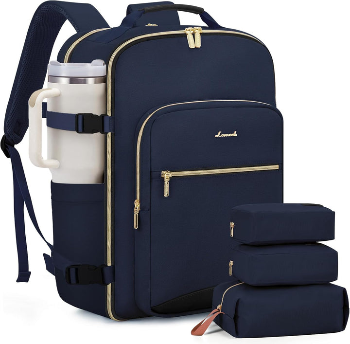 LOVEVOOK Mochila de viaje para llevar en cabina, Azul-negro, Mochil...