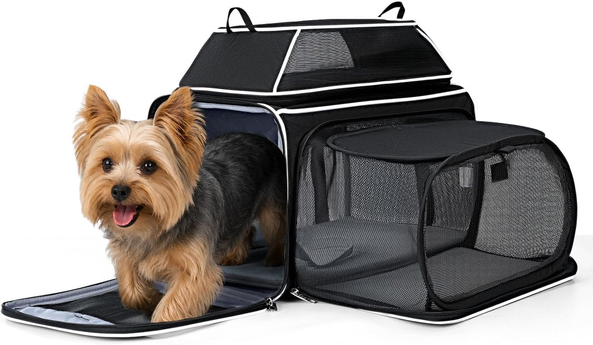 Lekereise Transportador de mascotas expandible superior y lateral de 18 x 11 x 11 pulgadas, aprobado por Delta American United Aerolínea, transportadores de viaje para perros pequeños y gatos con
