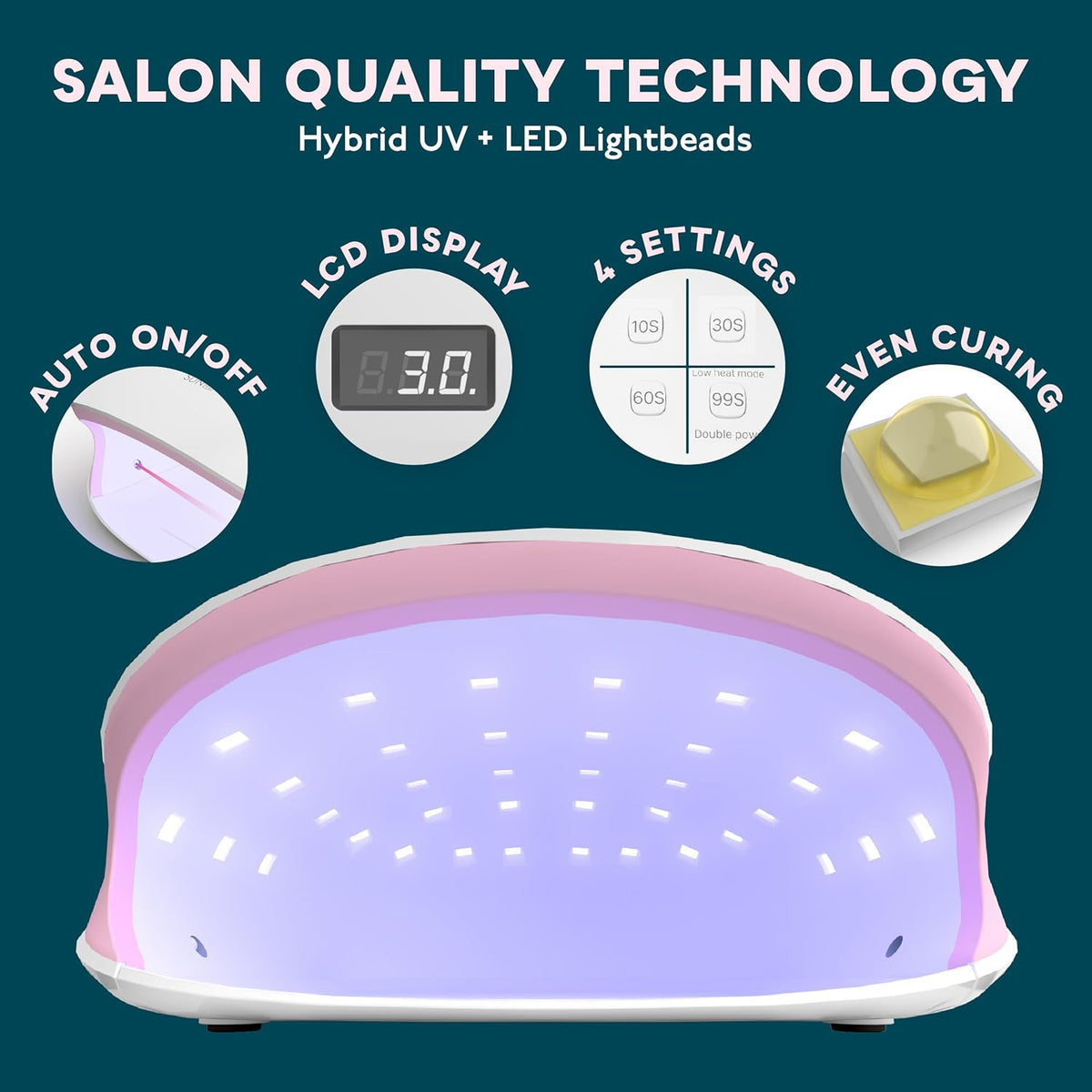 SUNUV Lámpara LED UV para uñas, lámpara UV para esmalte de uñas de...
