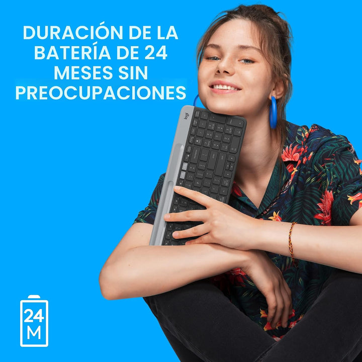 Logitech K585 Teclado inalámbrico delgado multidispositivo, base in...