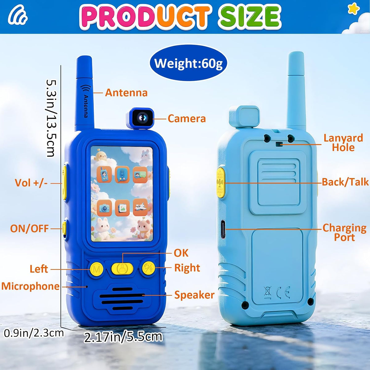 Aikmi Walkie Talkies de video para niños, juguete al aire libre para niños