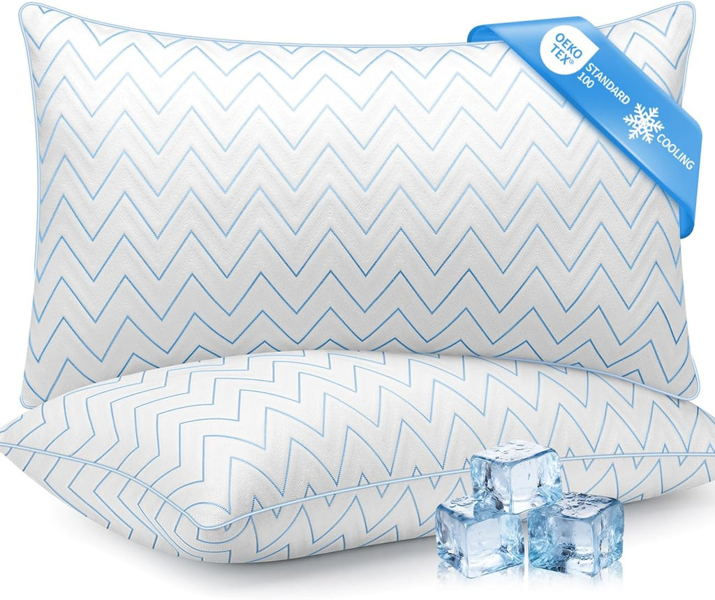 Juego de 2 almohadas tamaño Queen, almohadas refrescantes para