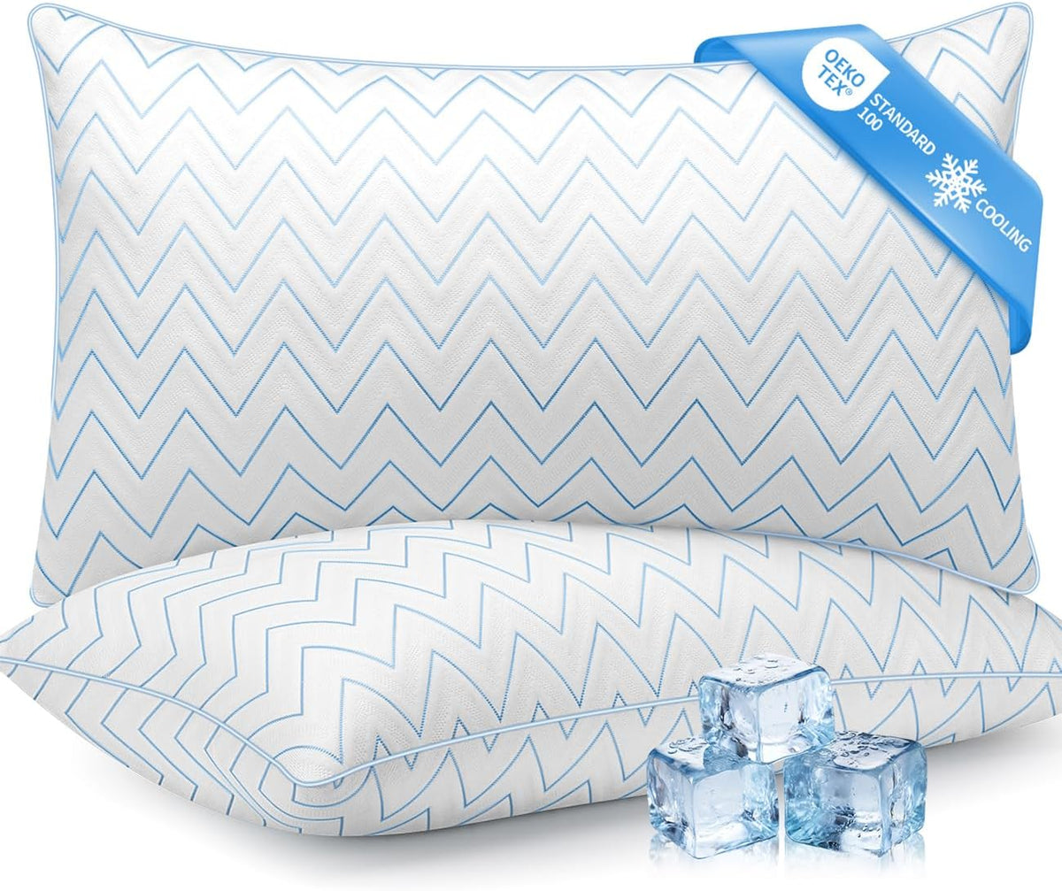 Juego de 2 almohadas tamaño Queen, almohadas refrescantes para