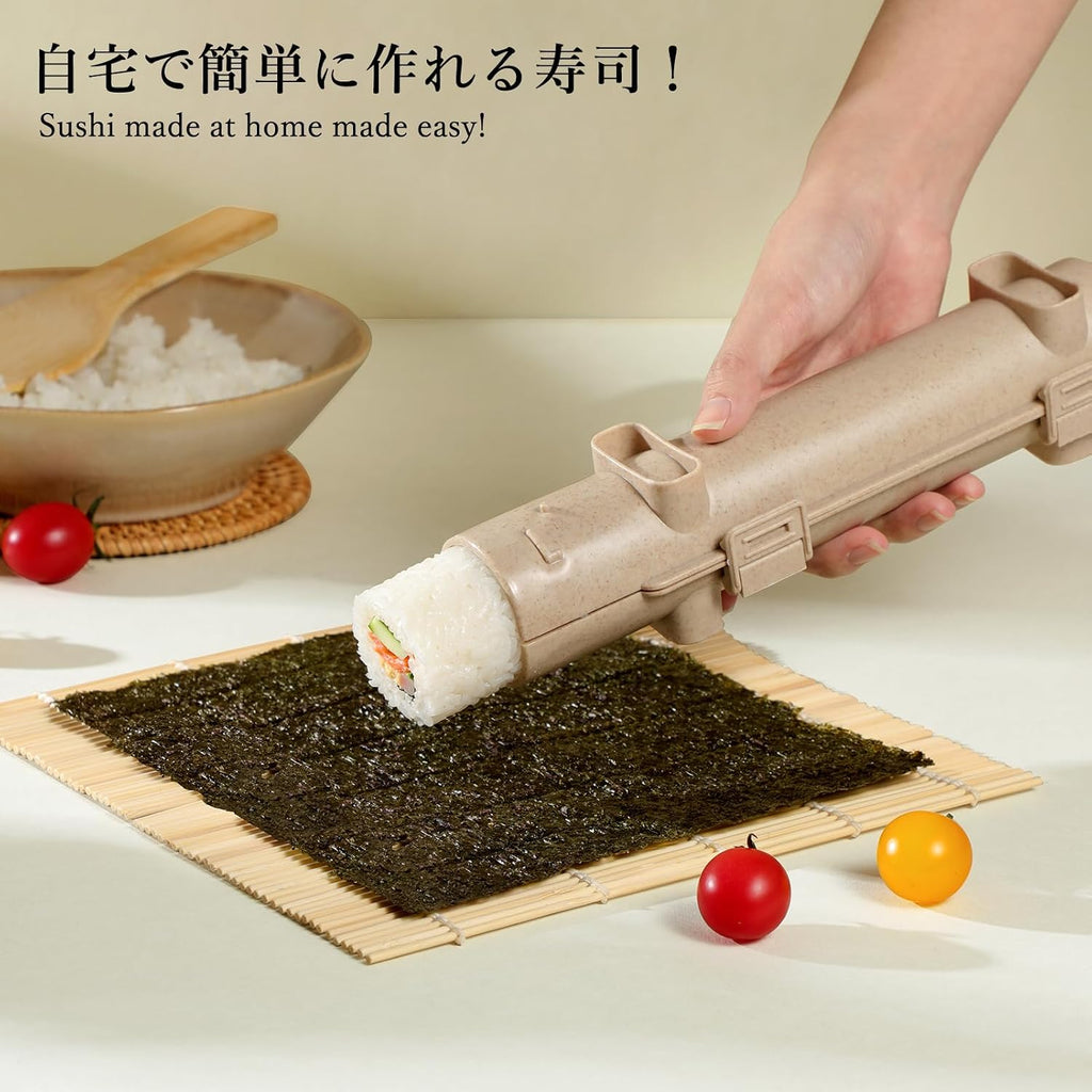 Delamu Kit de fabricación de sushi, kit de rodillos de bazuca 20 en 1 con cuchillo de chef, alfombrillas de bambú, molde de arroz, alfombrillas de sushi Temaki, paleta de arroz, esparcidor, palillos,