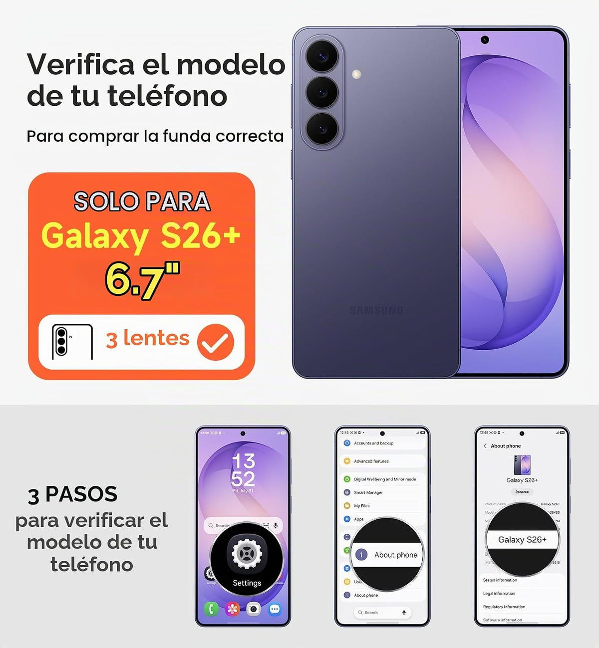 SURITCH para Samsung Galaxy S26 Plus Funda para Teléfono, Cubierta Magnética Protectora con Cubierta para Cámara y Soporte Metálico Ajustable para Galaxy S26 Plus - Taro Purple