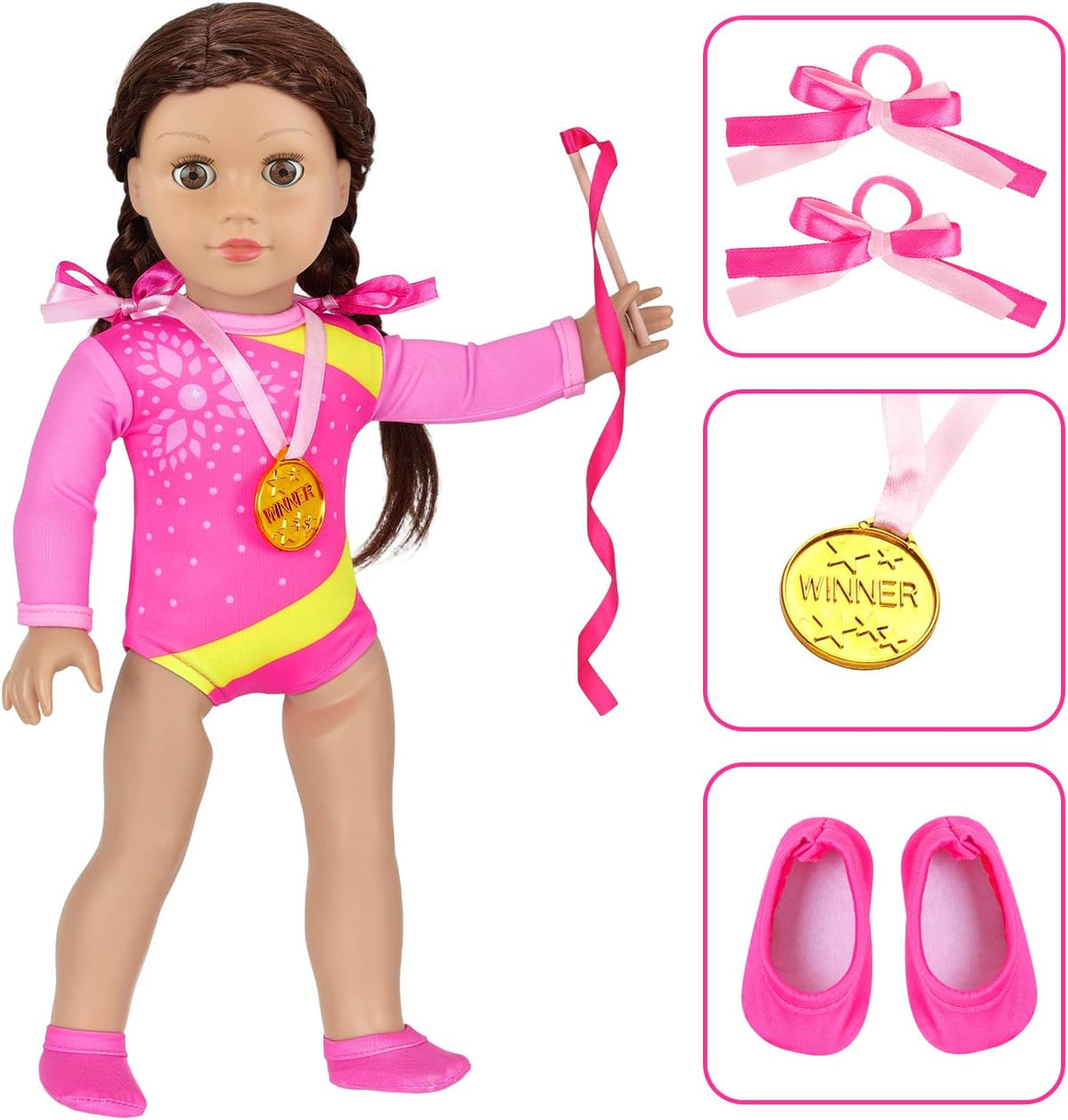 Ecore Fun Ropa y accesorios para muñecas de 18 pulgadas, Paquete de 8