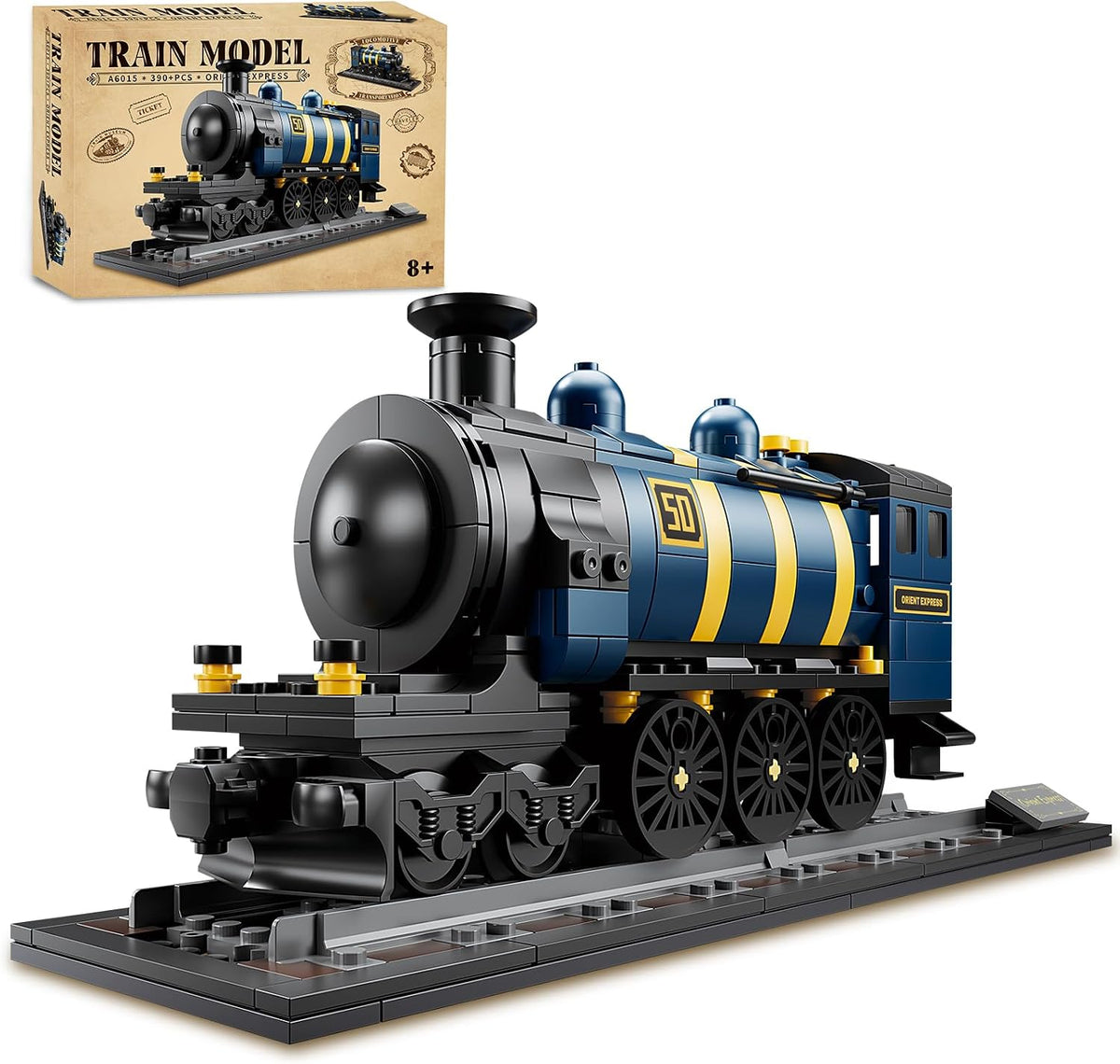 KAZI Orient Express - Juego de juguetes de construcción de trenes, regalos para entrenar entusiastas o amantes de los viajes, ideas de locomotora de vapor y modelo de exhibición para niños