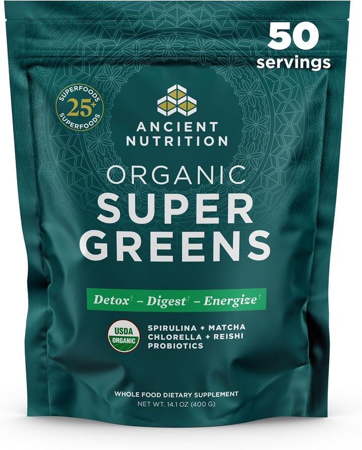 Ancient Nutrition Super Greens Powder - Polvo de superalimento orgá...