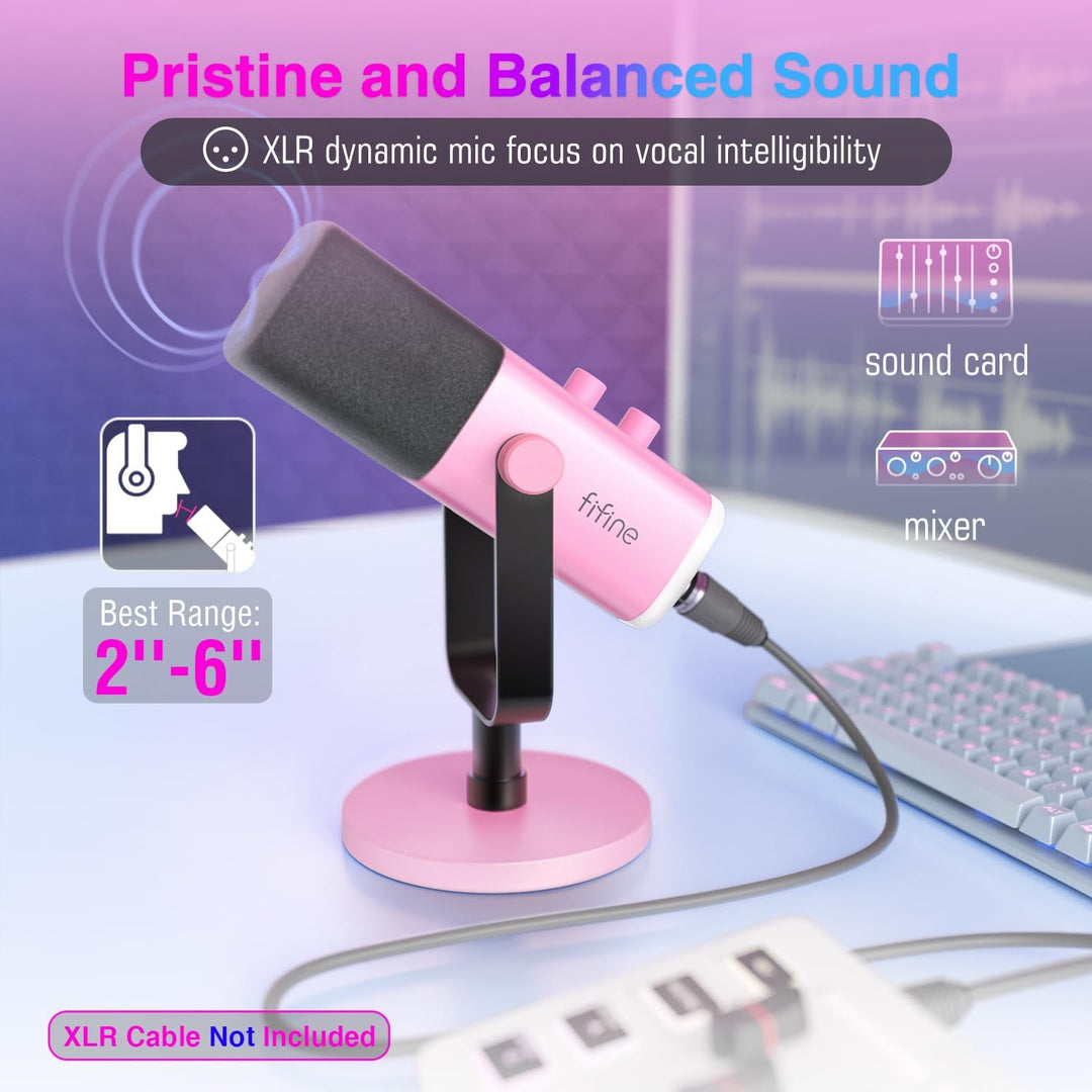 FIFINE - Micrófono XLR\/USB de PC para grabación de juegos con cone...