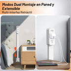 Extensor de tomacorriente: cuenta con USB-A, USB-C y 2 salidas de CA, se extiende de 22 a 34 pulgadas, gira 180° de acceso a tomas de corriente difíciles de alcanzar, enchufes de pared, mesitas de