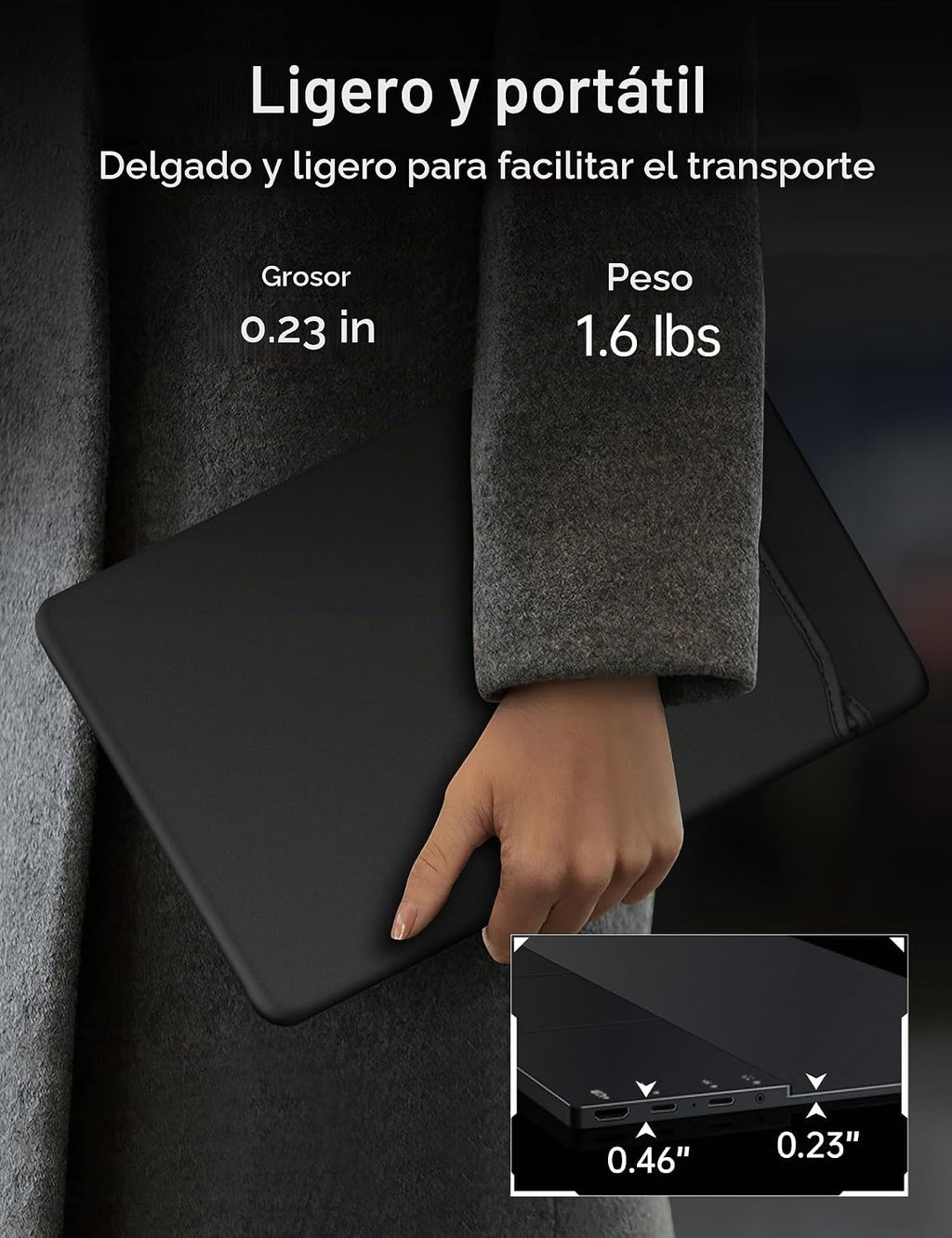Monitor de viaje portátil 2K 144Hz 16" para PC portátil Switch Xbox PS5/4