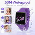 Relojes para niños y niñas, reloj deportivo digital con contador de pasos, podómetro, alarma de vibración, sin aplicación, impermeable, rastreador de fitness, reloj para niños, niñas, adolescentes