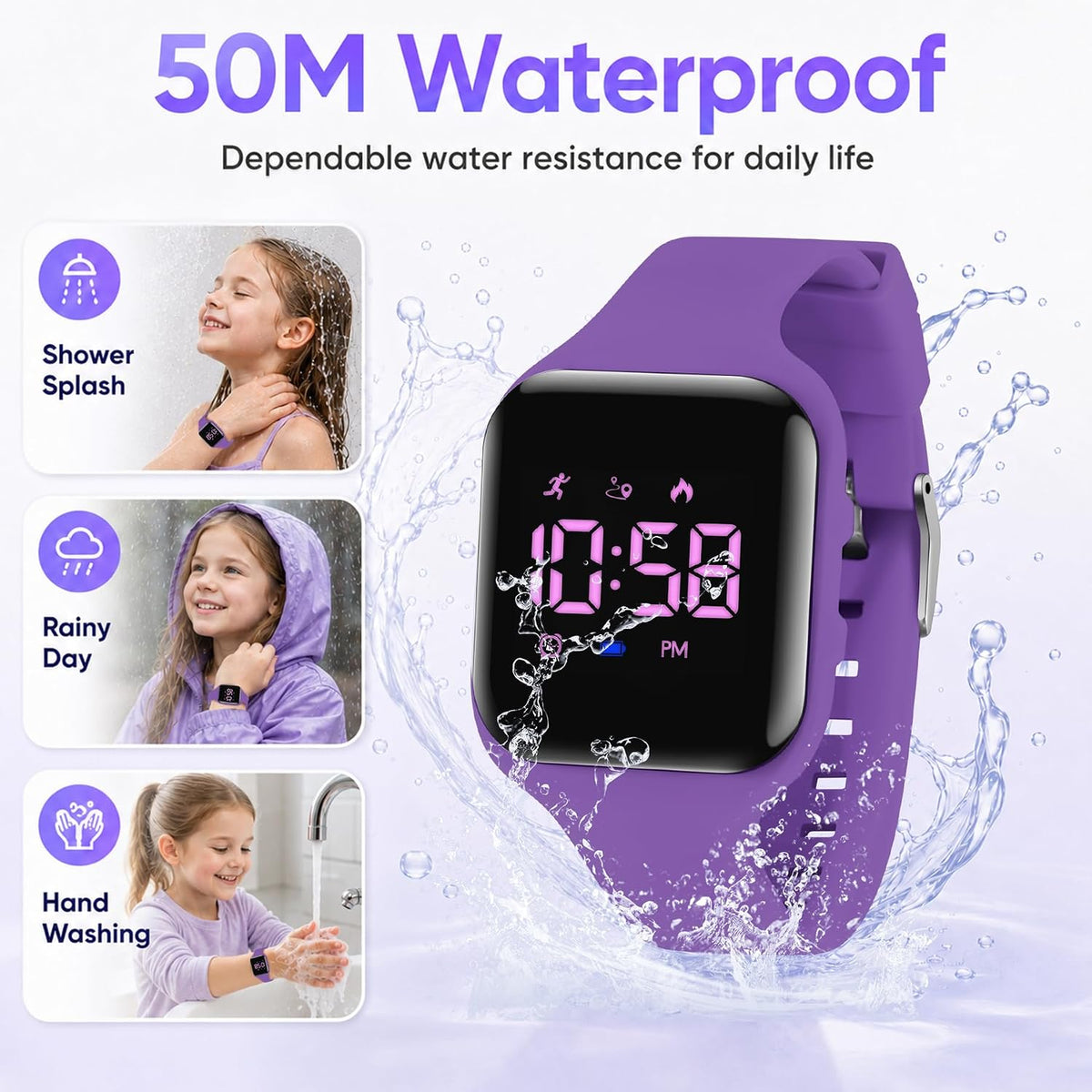 Relojes para niños y niñas, reloj deportivo digital con contador de pasos, podómetro, alarma de vibración, sin aplicación, impermeable, rastreador de fitness, reloj para niños, niñas, adolescentes