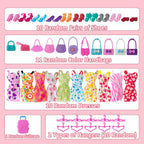Juego de 122 piezas de armario de muñecas con muñecas de 11.5 pulgadas, ropa y accesorios, incluye armario, vestidos de princesa, zapatos, bolsas, perchas otros accesorios, juguetes de vestir para niñas, niños pequeños (rosa)