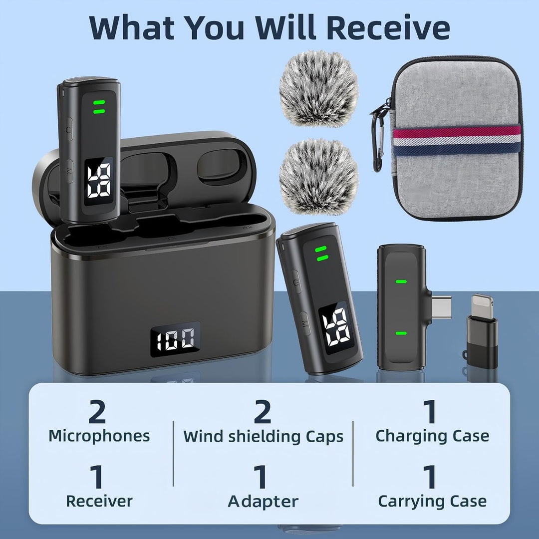 TXTUNE Micrófono Lavalier inalámbrico para iPhone 16 - Micrófono de...