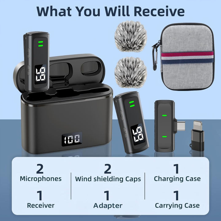 TXTUNE Micrófono Lavalier inalámbrico para iPhone 16 - Micrófono de...