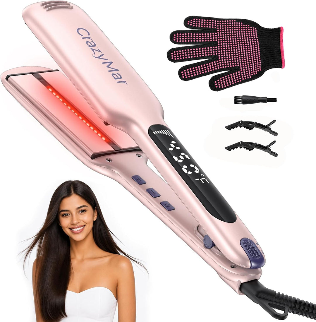 CrazyMar 2" Infrared Hair Straightener, Professional Straightening...