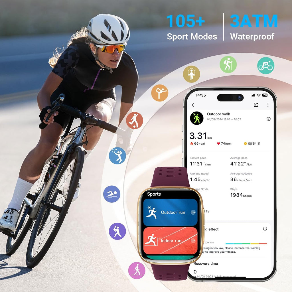 Relojes inteligentes para mujer y hombre Android iPhone, [1.85" AMOLED Pantalla] Smartwatch Rastreador de Actividad 3ATM a Prueba de Agua con Llamadas Bluetooth, Control AI, Monitor de Ritmo Cardíaco/SpO2/Sueño, Batería de 7 Días