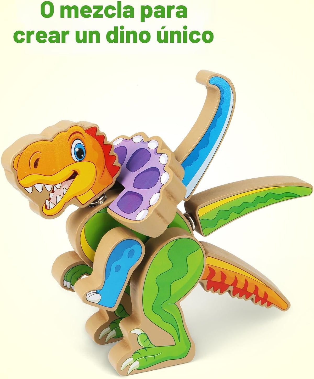 Coogam Construye Tus Propios Dinosaurios de Juguete, Set de Juego de Construcción de Dinosaurios que se Ensamblan, Constructor de Dinosaurios STEM de Madera Desmontable, Juguete de Construcción