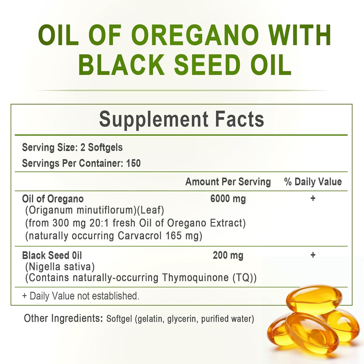 Oregano Oil Softgels, 6000mg Oil of Oregano with Black Seed Oil, 2-...