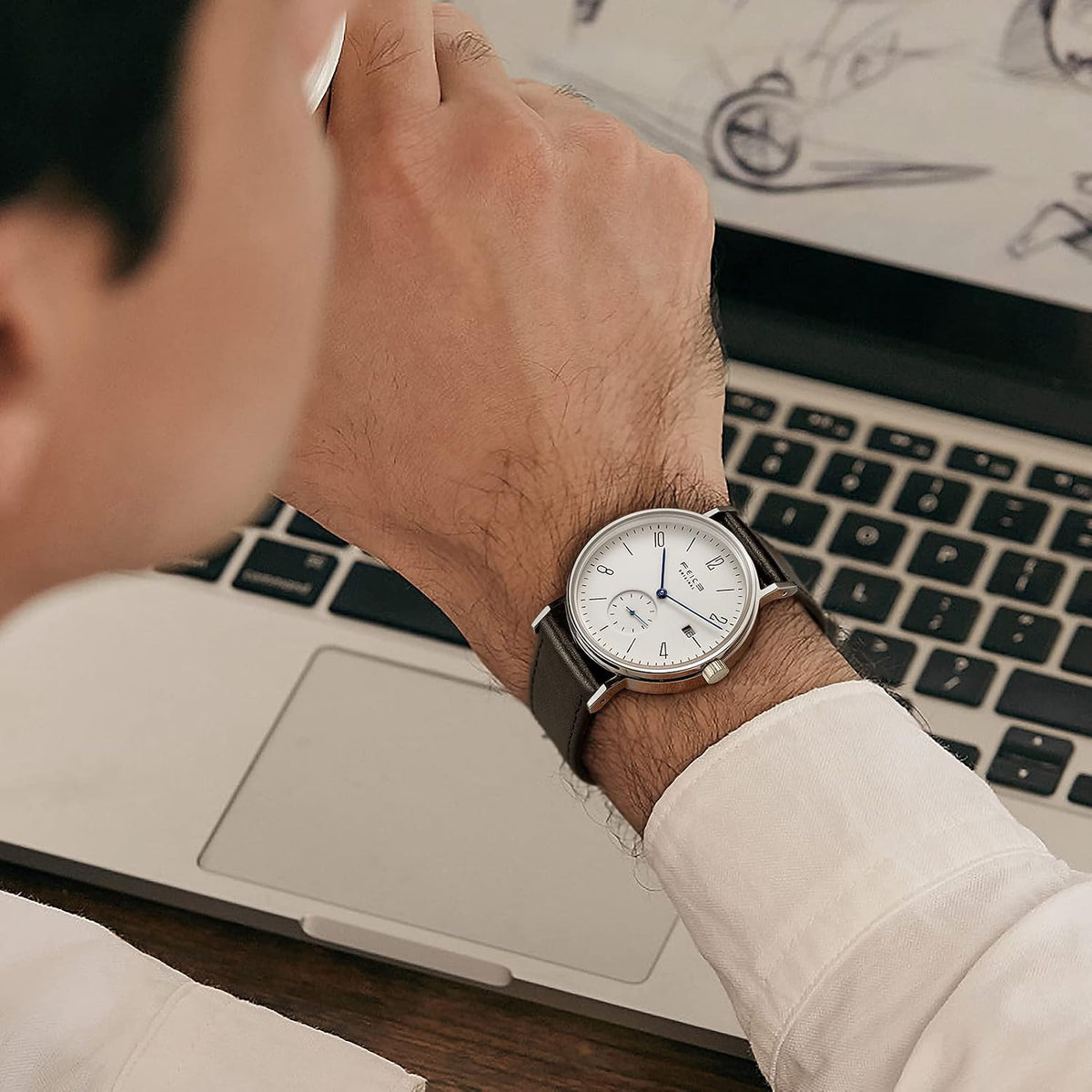 FEICE Relojes para hombre Bauhaus Design Reloj automático impermeable cristal de zafiro analógico relojes mecánicos para hombres mujeres unisex -FM201, Negro_d, Mecánico, reloj automático