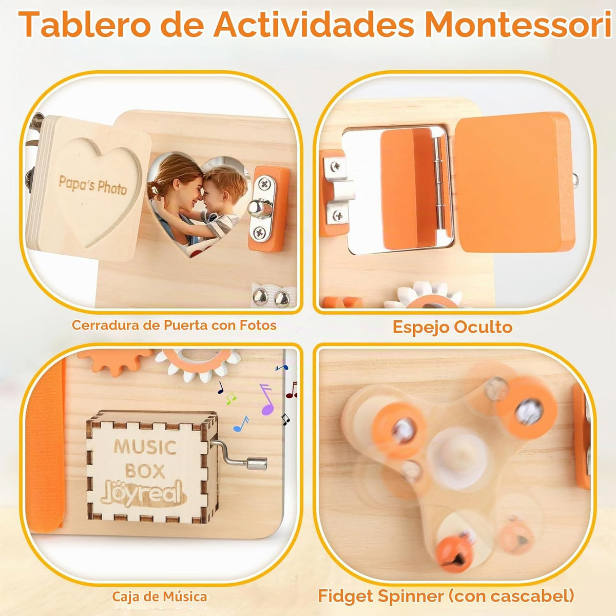 Joyreal Tablero Montessori de madera para niños pequeños