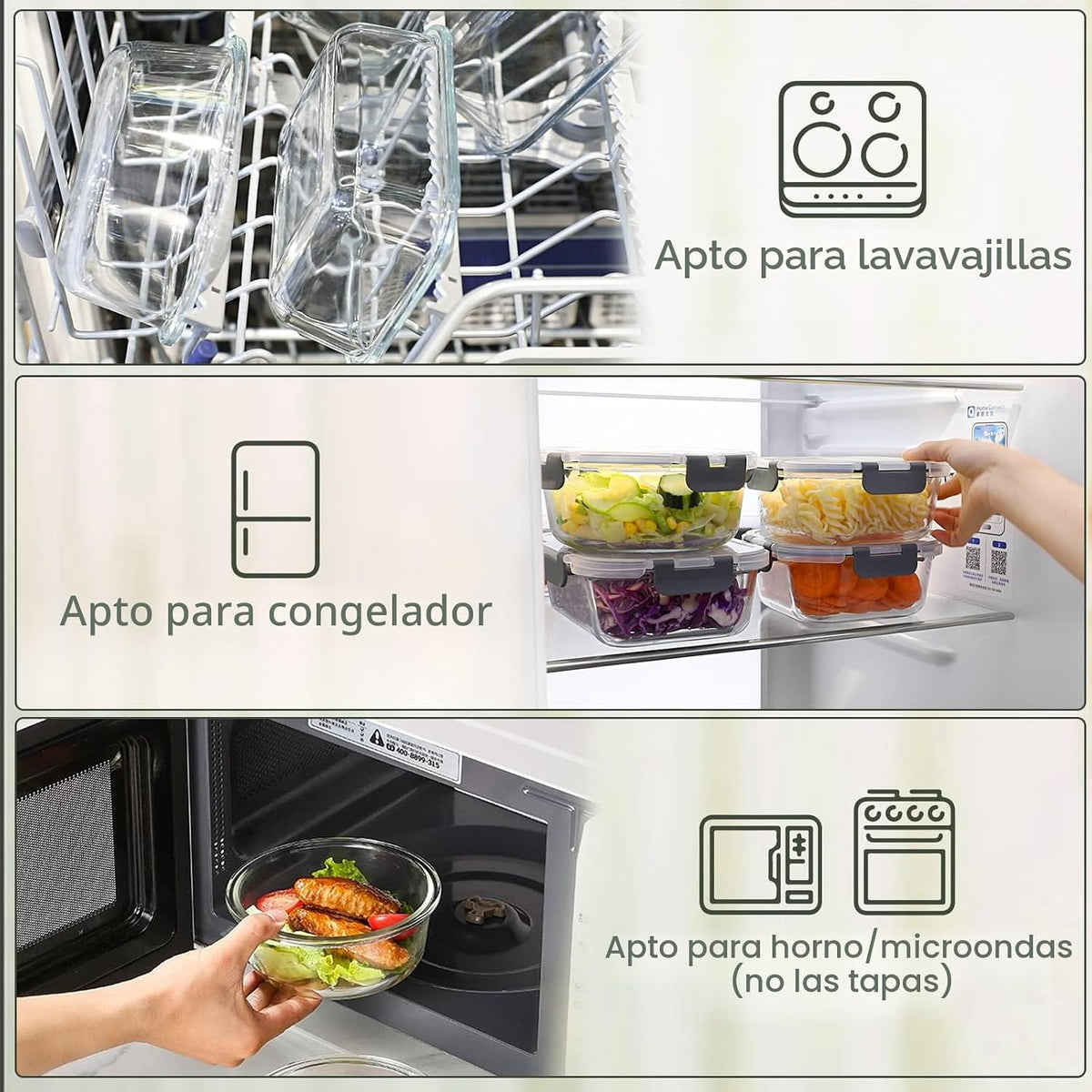 M MCIRCO Juego de 24 Piezas de Recipientes de Vidrio para Almacenamiento de Alimentos con Tapas de Cierre a Presión Mejoradas, Juego de Recipientes de Vidrio para Preparación de Comidas - Recipientes