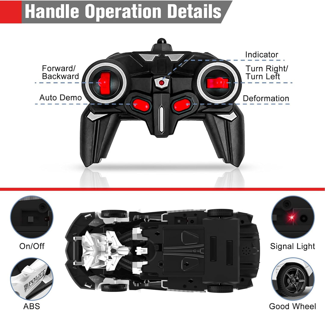 BLUEJAY Transform RC Cars para niños de 4-7 y 8-12 años, auto a con...