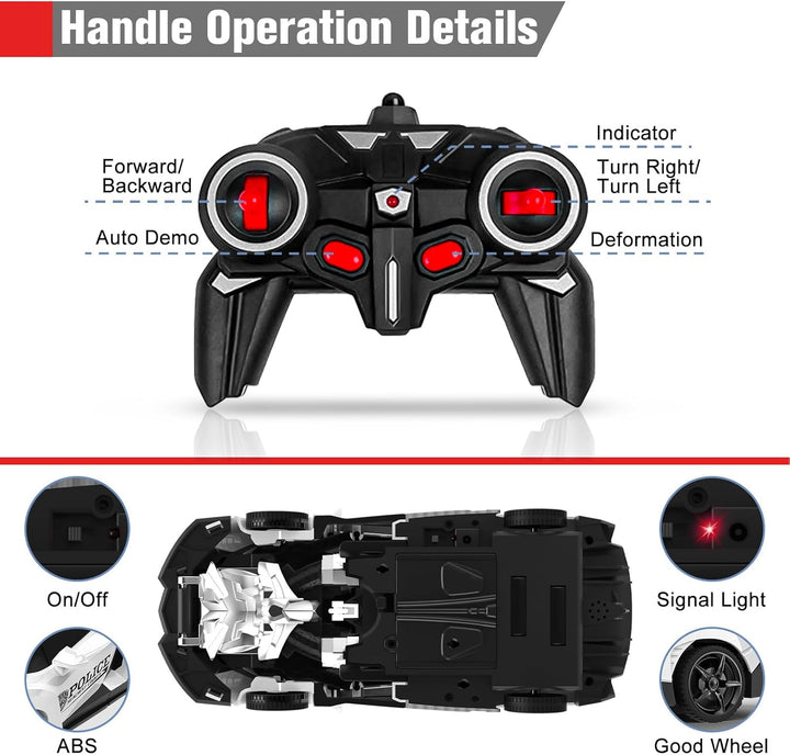 BLUEJAY Transform RC Cars para niños de 4-7 y 8-12 años, auto a con...