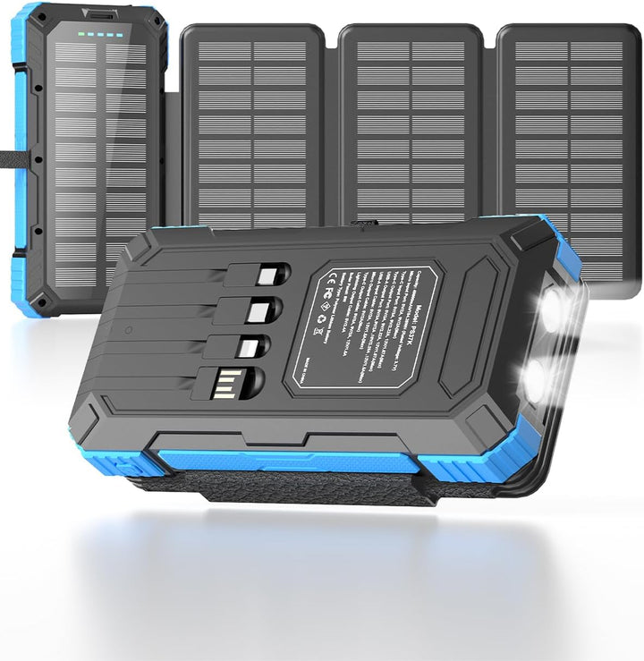 Kepswin Cargador Solar Power Bank 49800mAh con 4 cables integrados...
