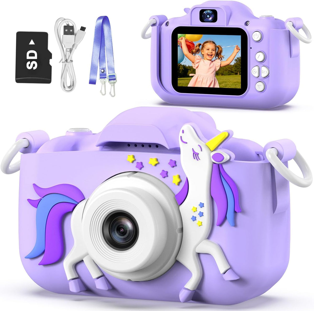 Juguetes de cámara para niños de 3 a 8 años de edad, videocámara digital para niños con cubierta suave de dibujos animados, el mejor regalo de festival de cumpleaños de Navidad para niños