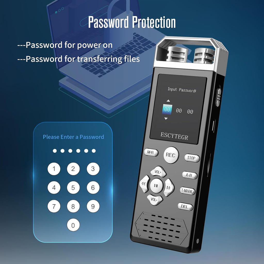 Grabadora de voz digital de 144 GB con reproducción de grabación