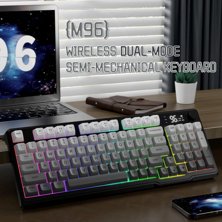 LexonElec M96 - Teclado inalámbrico, de bajo perfil, silencioso, de...